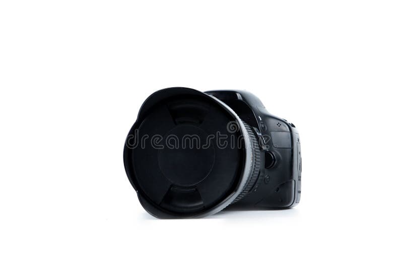 Photo camera isolated on a white background. Copy space stock images
