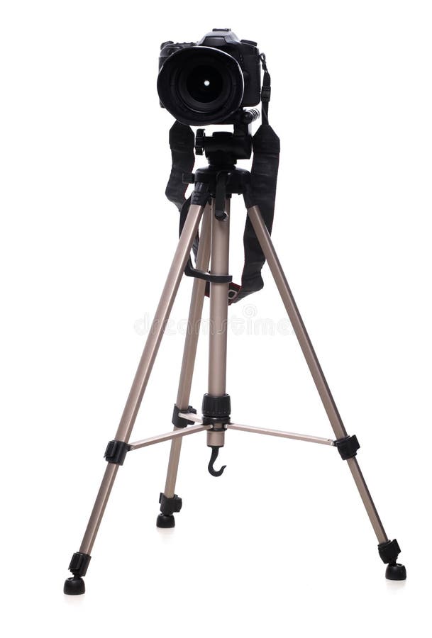 Photo camera on tripod stock photo. Image of photographic 12976778