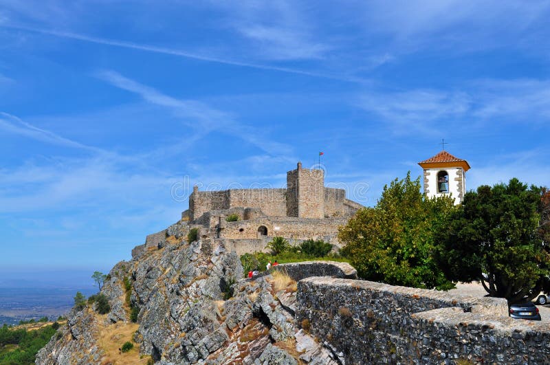 The castle and the church tower - Marvão Castle stock image The castle and the church tower - Marvão Castle stock image