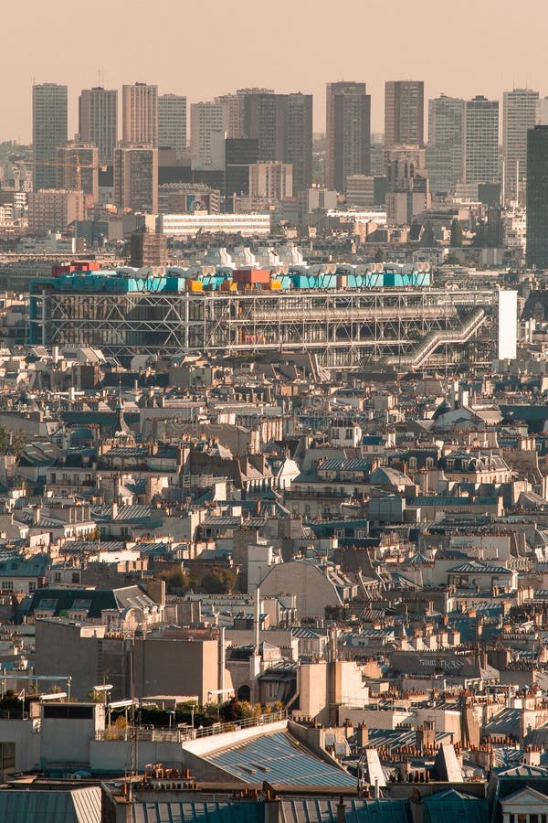 Centre Pompidou, Paris, France pictured from the distance over the skyline of the city stock photography Centre Pompidou, Paris, France pictured from the distance over the skyline of the city stock photography
