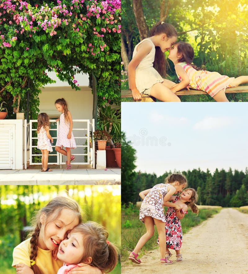 Photo collage of happy smiling and laughing Children Playing, ru stock image Photo collage of happy smiling and laughing Children Playing, ru stock image