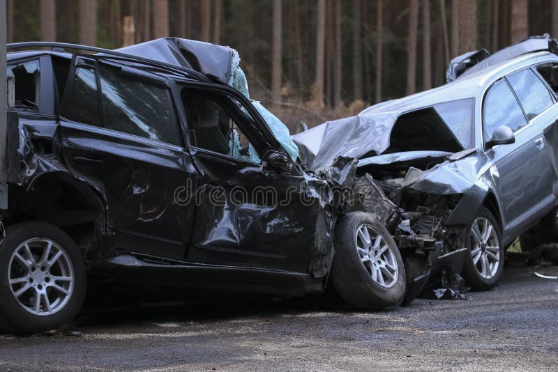 Photo of Cars Involved in a Collision or Crash Stock Photo - Image