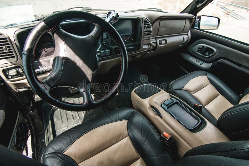 Photo of the dashboard in the car stock photography
