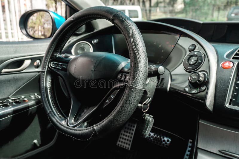 Photo of the dashboard in the car stock photo