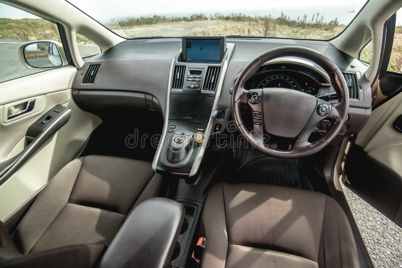 Photo of the dashboard in the car stock photo