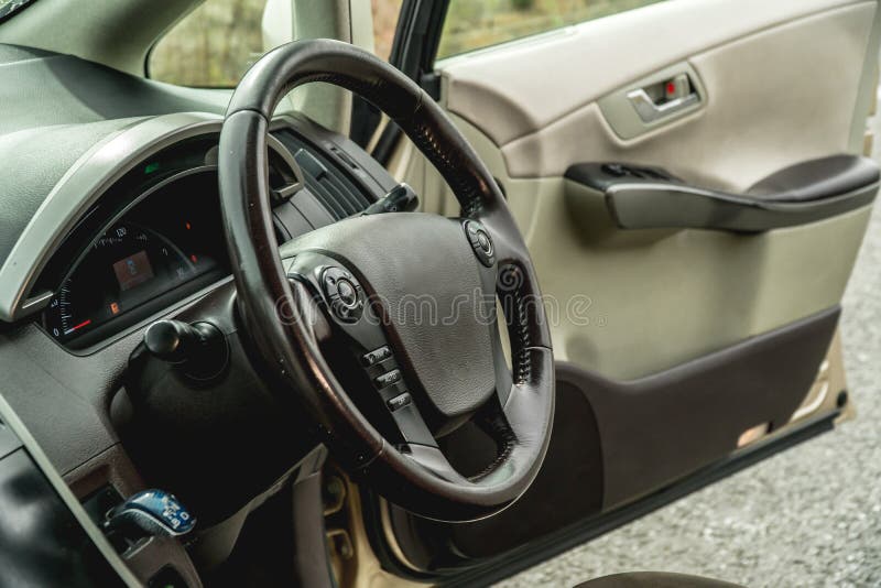Photo of the dashboard in the car stock photo