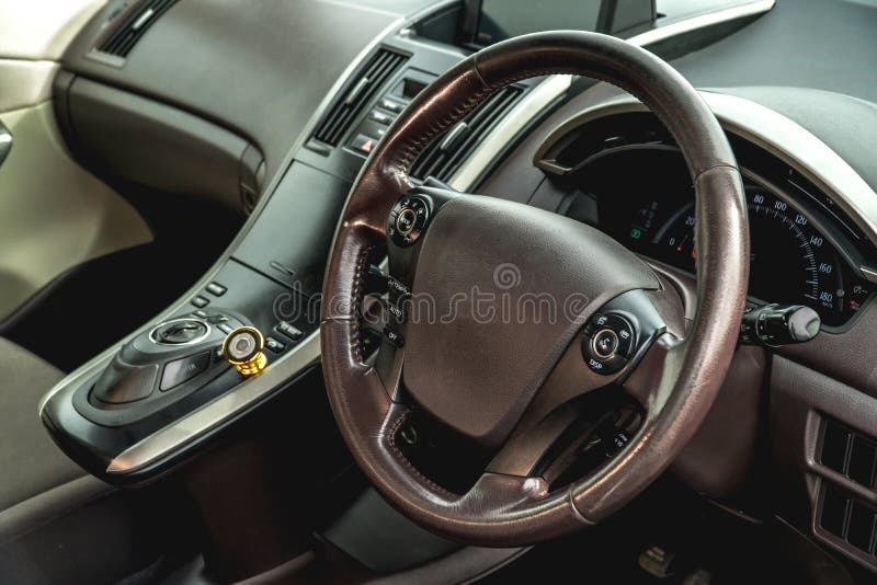 Photo of the dashboard in the car stock photo
