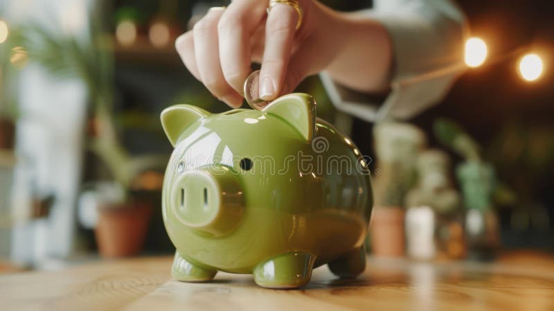 Photo de Green Piggy BankAI générée photographie stock