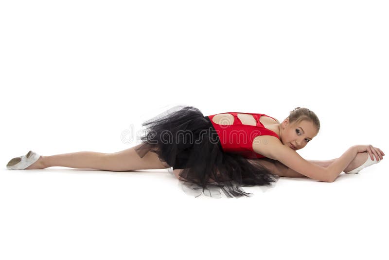 Photo de jeune ballet-fille de étirage images libres de droits Photo de jeune ballet-fille de étirage images libres de droits