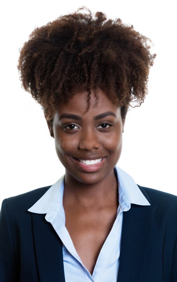 Passport photo of a laughing african american businesswoman on an isolated white background for cut out. Passport photo of a laughing african american businesswoman on an isolated white background for cut out