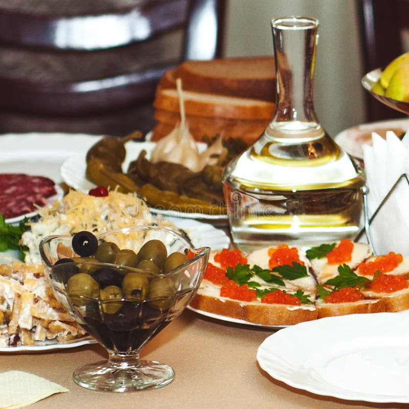 Traditional Served Easter Table with Eggs and Easter in Ukraine Stock