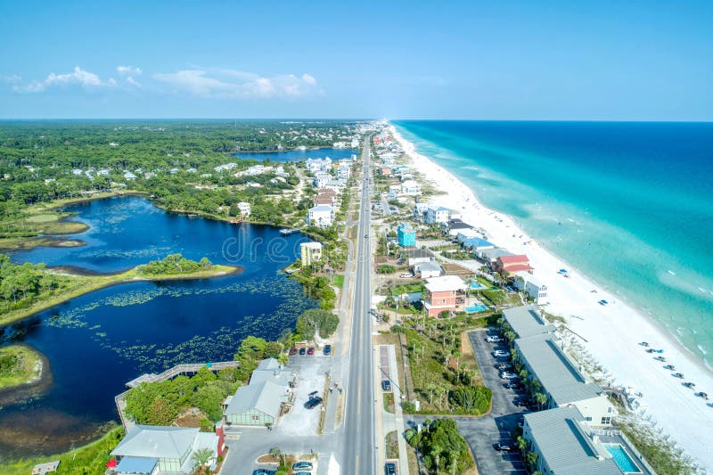 Panoramic View of World-Famous 30A, One of Florida`s Most Beautiful Beaches