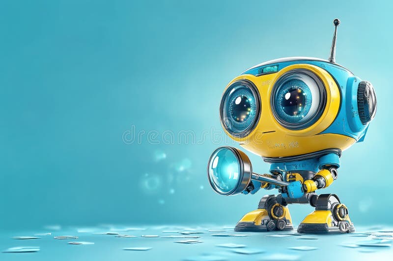 Robot Analyzing Customer Reviews with AI for Better Marketing Optimization stock illustration