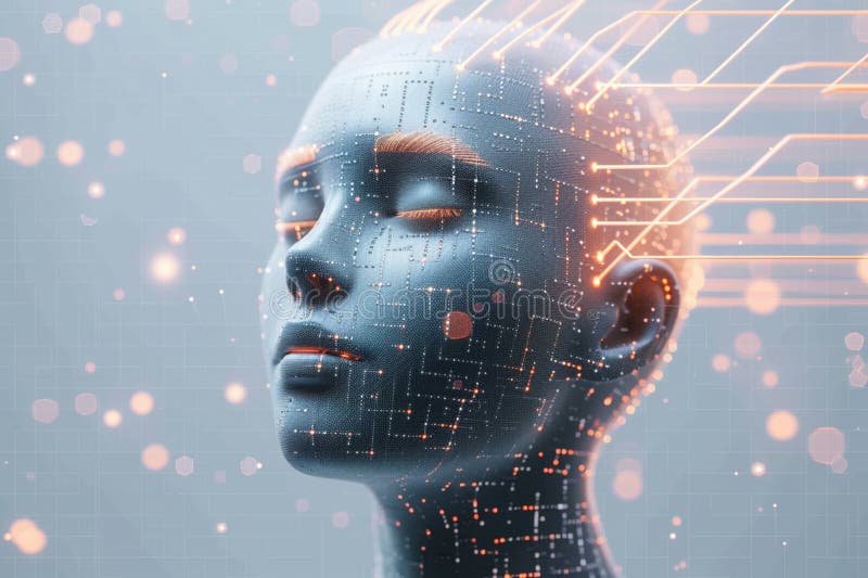 Photo Digital AI backdrop, 3D rendering, emphasizing the artificial intelligence concept royalty free illustration