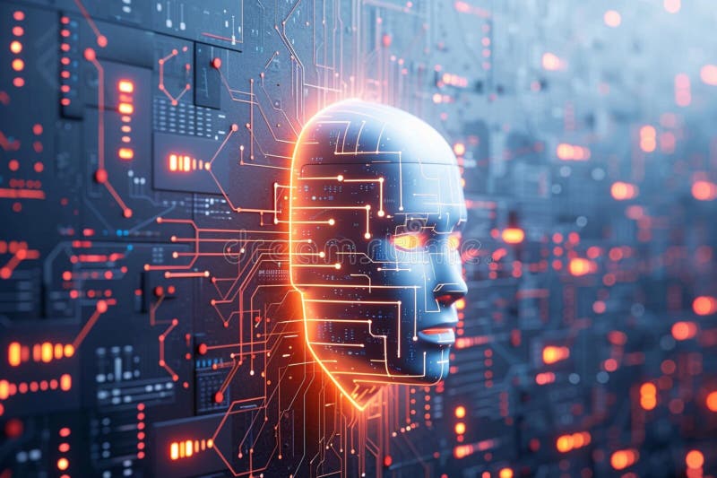 Photo Digital AI backdrop, 3D rendering, emphasizing the artificial intelligence concept royalty free illustration