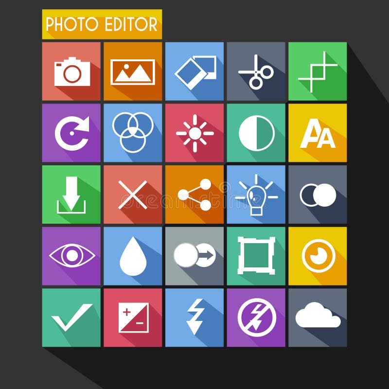 Photo Editor Flat Icon Long Shadow