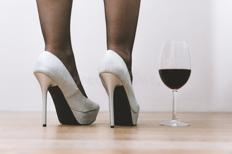 Girl Long Legs, White High Heels Stock Image - Image of 