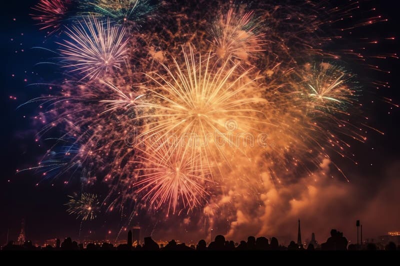 Firework exploding in night sky royalty free illustration.