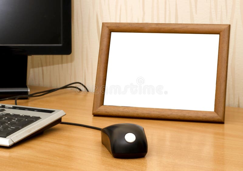 Photo Frame on Computer Table Stock Image Image of ornament, frame