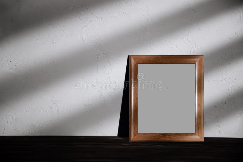 Photo Frame Mockup Image. Included Clipping Path. Frame is on the Floor in House with Sunlight royalty free stock photography
