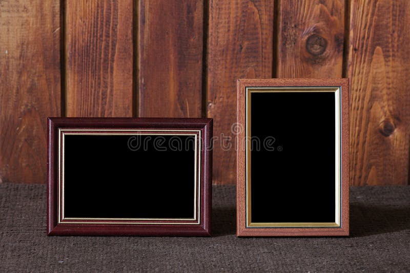 Photo frames on table