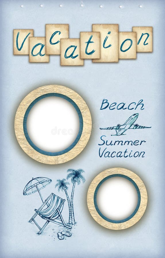 Photo frames and vacation illustrations