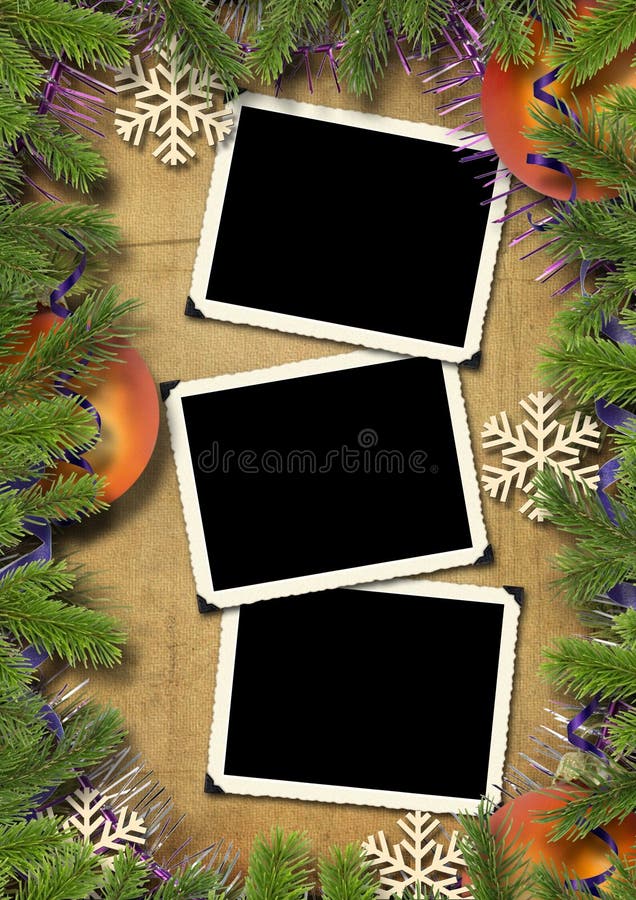 Photo-framework retro on a Christmas background.