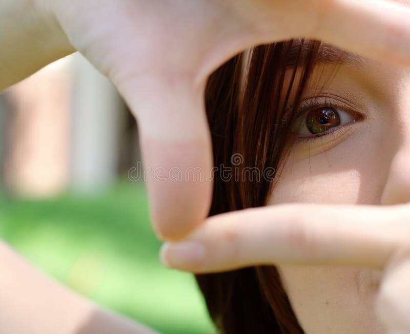 Photo of a girls eye at the park