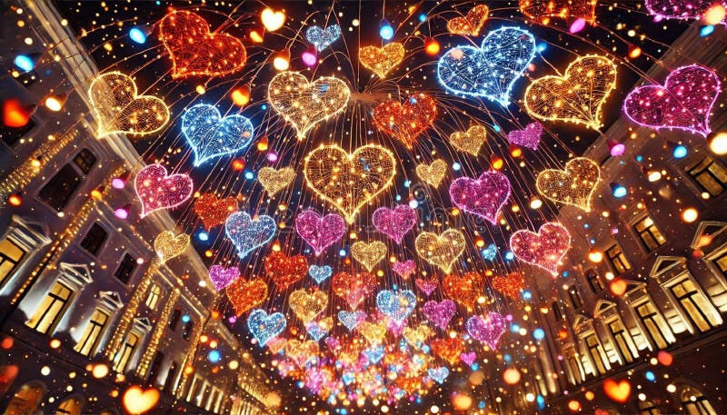 This photo \'Glowing Hearts for Valentine\'s Day\' vector illustration