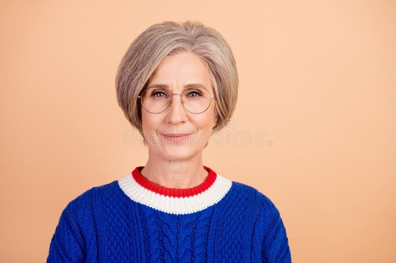 Photo of Good Mood Retired Woman with White Gray Hairstyle Dressed ...