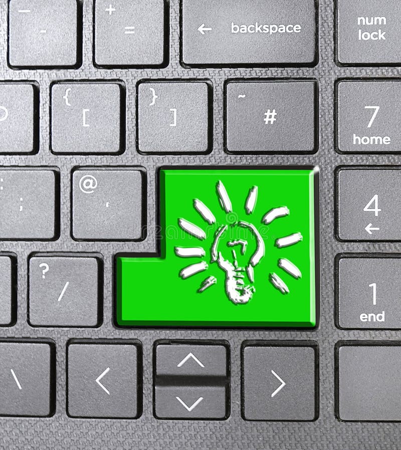 Simbolul pentru puterea energetică a becului verde simbol pentru tastatura tastei tastei tastaturii de la tastatură simbol simbol royalty free stock photo