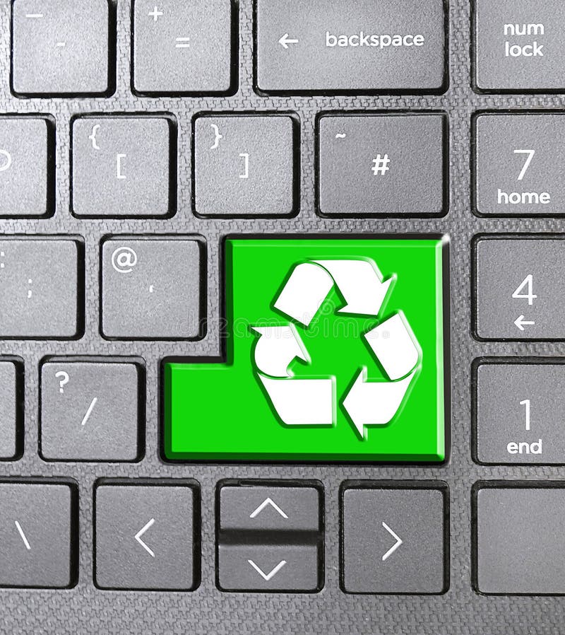 Săgețile pictogramei simbolului de recicletă verde simbol cheie tastatură tastatură simbol buton simbol pentru simbol pentru etich royalty free stock images