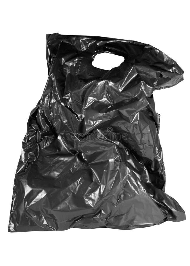 Photo of isolated old black plastic bag. royalty free stock photo