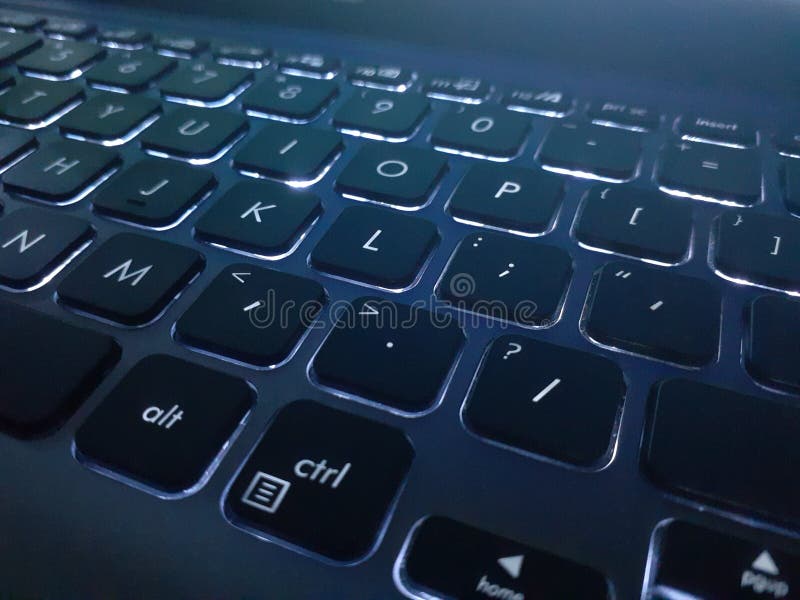 Photo of Keyboard Laptop Capture at Night with Dark Mode Stock Image