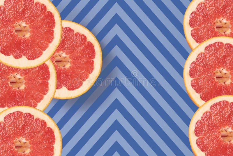 Photo kinds of pop art. Set or application from slices grapefruit