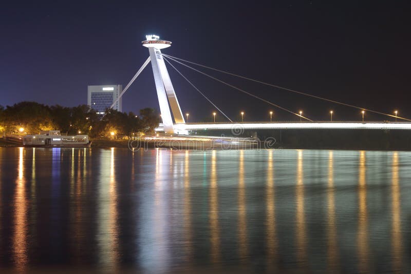 New bridge in Bratislava at night.