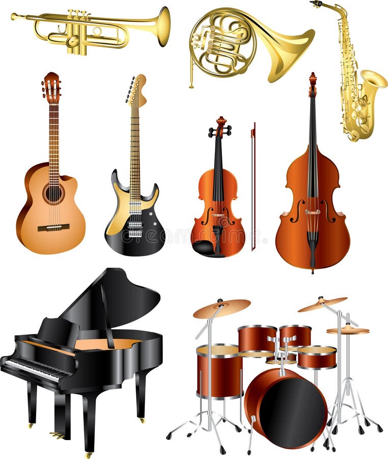 Musical instruments photo-pealistic set. Musical instruments photo-pealistic set
