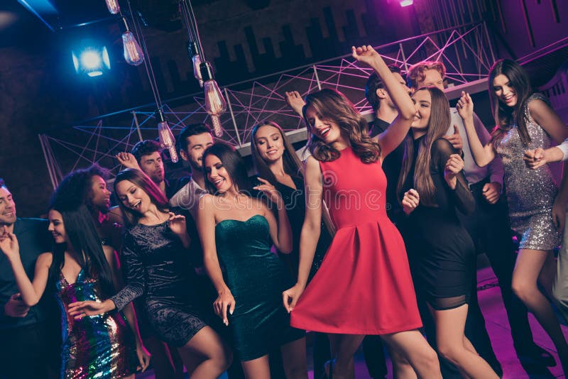 Photo Portrait of Group of People Dancing at Nightclub Stock Image ...