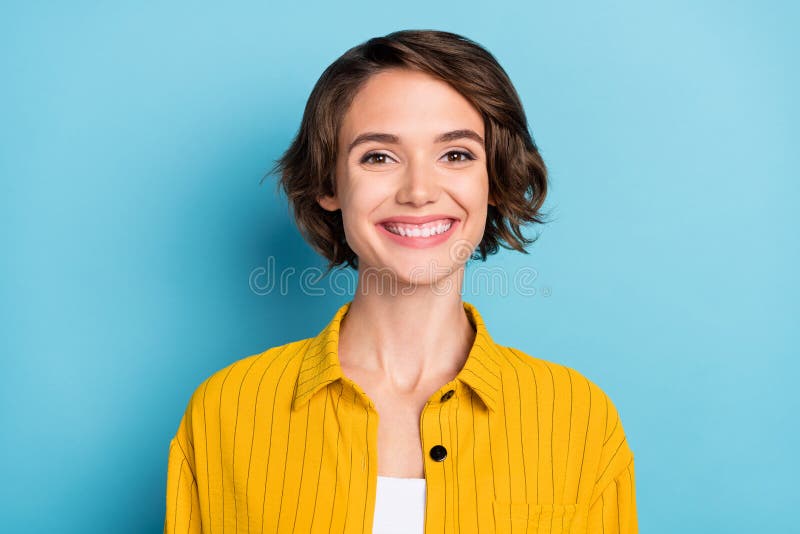 578 Cheerful Nice Person Toothy Smile Isolated Yellow Stock Photos ...