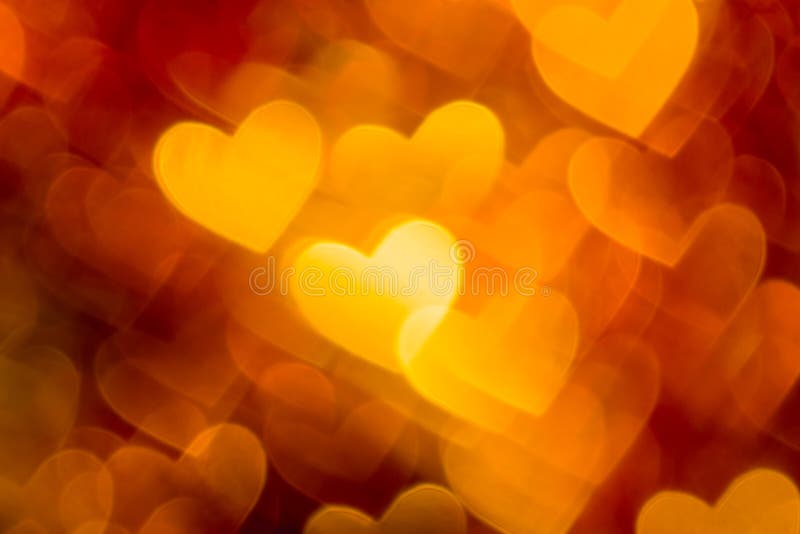 Photo of red and golden hearts boke as background stock photography