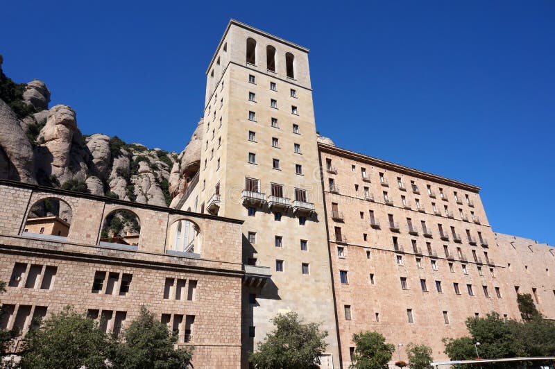 Bue Sky and Religious Buildings in the Montserrat Mountains stock photography Bue Sky and Religious Buildings in the Montserrat Mountains stock photography