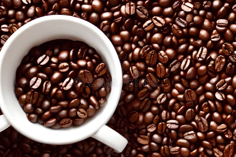 A Photo of Roasted Coffee Beans, Popular Drink Ingredient Stock Photo