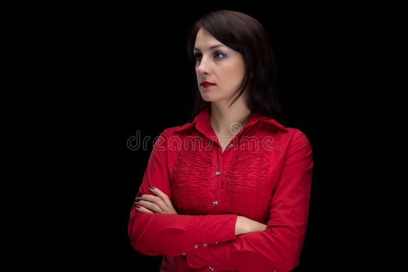 Photo of Serious Half Turned Woman Stock Photo - Image of background ...