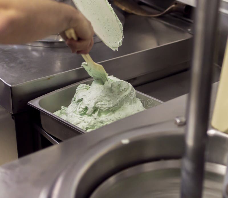 Photo Session in an Italian Ice Cream Shop in Madrid Stock Image