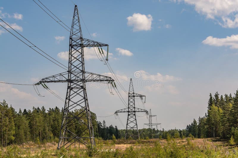 Elements Of A High-voltage Power Line With A Voltage Of 330,000 Stock