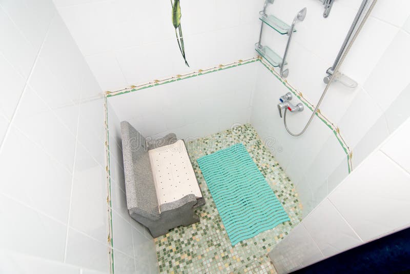 The Photo of the Shower Room with a Seat Stock Image Image of seat