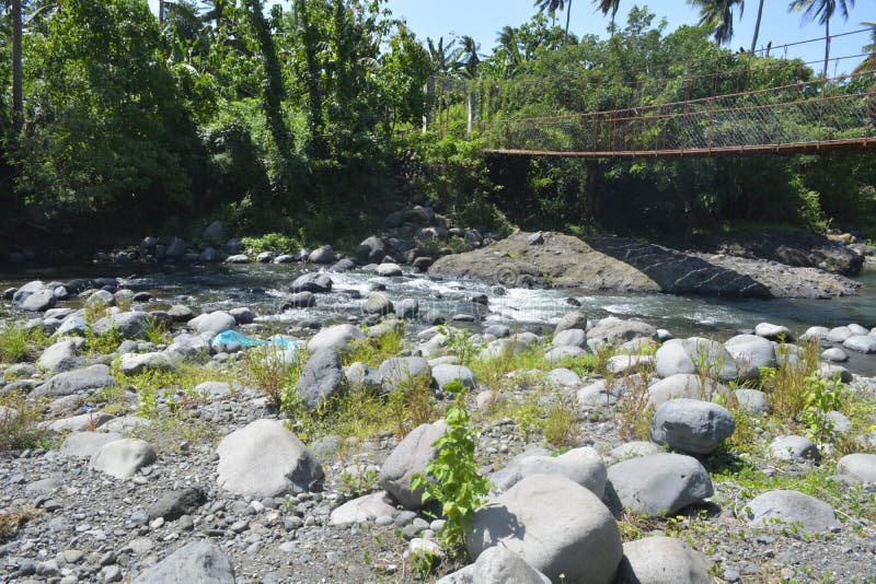 Hanging bridge located at Ruparan river, barangay Ruparan, Digos City, Davao del Sur, Philippines stock image Hanging bridge located at Ruparan river, barangay Ruparan, Digos City, Davao del Sur, Philippines stock image