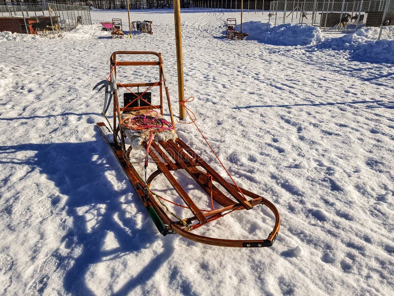 wooden dog sled