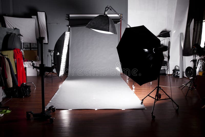 Photo studio with lighting equipment