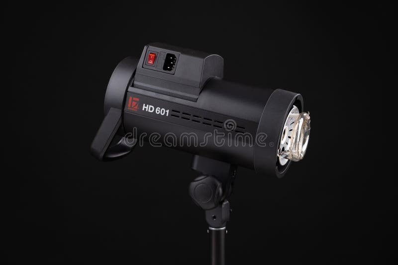 Photo Studio Strobe Light Flash Bulb Monoblock. Close Up View Of